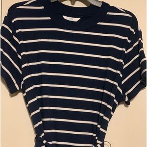 Long T-Shirt Dress Navy with White Stripes